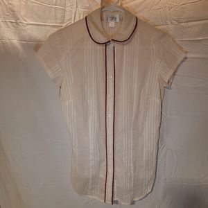 Loft, short sleeve, red & beige, size 0